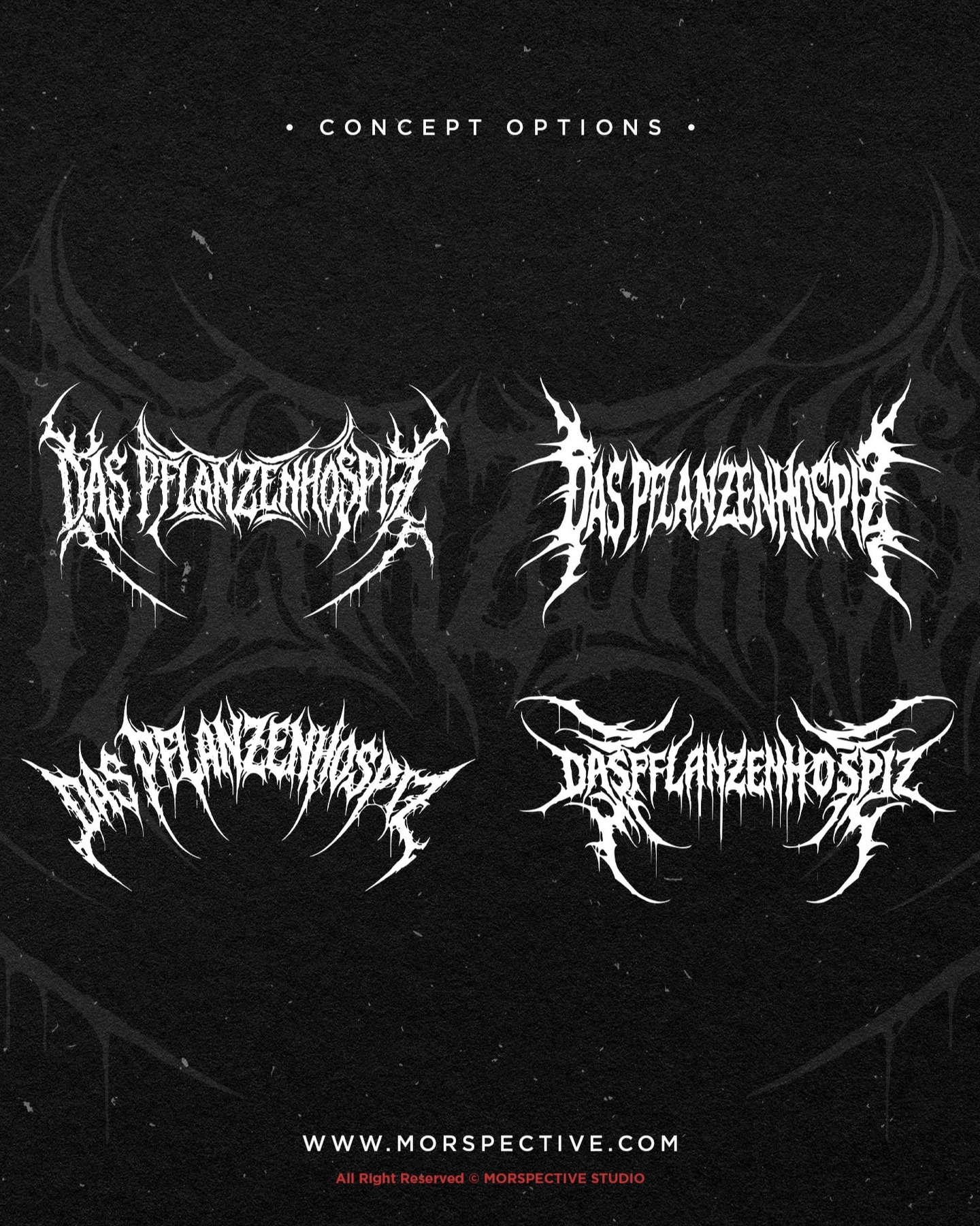 🔥- DAS PFLANZENHOSPIZ - Custom Logo
Crafted by #Morspective
-Exclusive Logo Design.
-Text & color can request.
-PNG 600 DPI.
-Vector AI and EPS files.
-Another files can request.
Licensed :
-Full Copyright
-Commercial License.
Need Custom Design or Logo?,
Contact me at :
Morspective@gmail.com
Need More Dark Design? visit :
www.morspective.com
#metalfont #deathmetallogo #darkart #horrorart blackmetalfont customdesign deathmetalfont clothingdesign darklogo darklettering