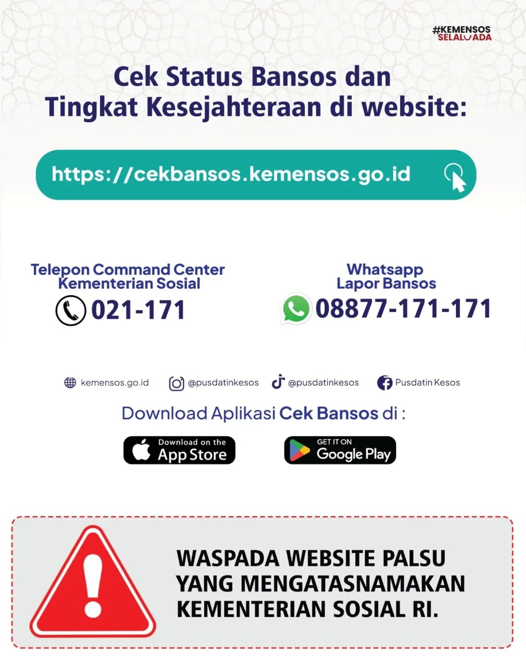 Sering Lupa Password?
Kini Login Aplikasi Cek Bansos bisa dengan akun google atau apple id
Aplikasi Cek Bansos dapat digunakan untuk:
- mengecek status kesejahteraan dan bansos
- mendaftar bansos untuk diri sendiri atau orang lain
- menyanggah bansos yang salah sasaran
- mengusulkan pembaruan DTSEN
Reposted from @pusdatinkesos