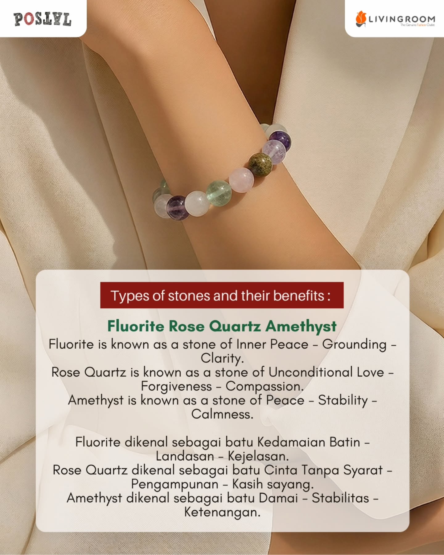 🌿 Temukan keajaiban alam dalam genggaman Anda. Koleksi batu asli kami lebih dari sekadar aksesoris, melainkan sumber energi alami untuk menjaga keseimbangan holistik tubuh dan pikiran Anda. ✨
Dari Amethyst yang menenangkan hingga Quartz yang menjernihkan, setiap batu memiliki keunikan manfaat tak ternilai yang siap menemani perjalanan kesejahteraan Anda. Dan kabar terbaiknya? Anda bisa mendapatkannya dengan harga yang sangat terjangkau! 💖
#BatuAsli #EnergiAlam #Keseimbangan #KesejahteraanHolistik #HealingStones #AksesorisEnergi #PricelessBenefits