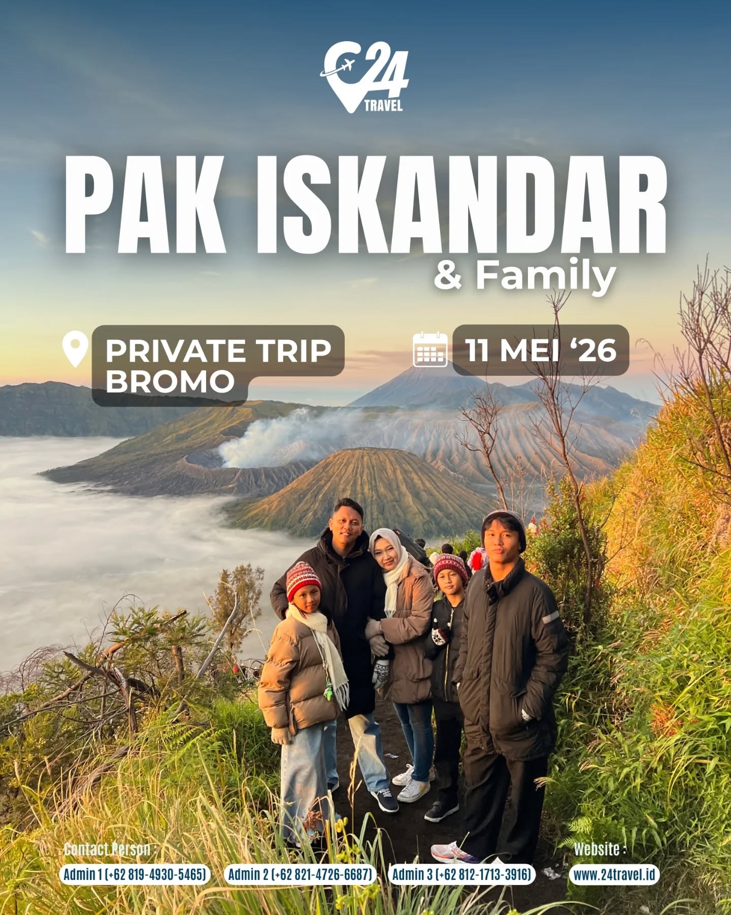 Jalan-jalan bareng keluarga memang nggak pernah membosankan 😊
Apalagi kalau bisa menikmati suasana Bromo dan menghabiskan waktu bersama tanpa terburu-buru.
Yuk, agendakan liburan keluarga yang santai dan berkesan ✨Info promo & konsultasi klik link bio @24travel.id#24travel #semuabisaliburan #paketwisatabromo #tripbromo