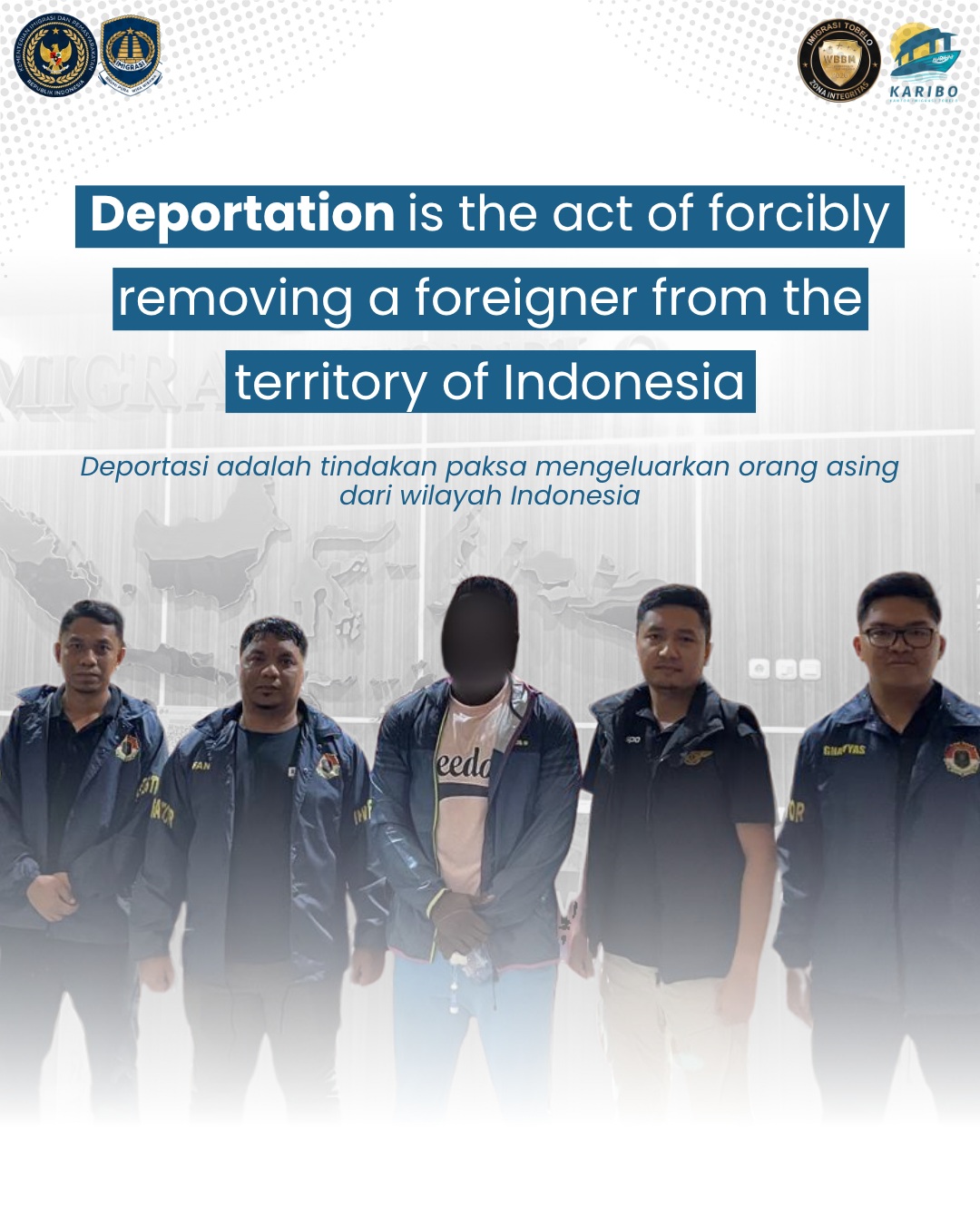 Deportation is an immigration administrative action that removes a foreign national from the territory of Indonesia for violating immigration laws and regulations.
A foreign national may be deported for reasons such as:
✈️ Entering or staying in Indonesia without valid immigration documents.
📄 Misusing a stay permit or engaging in activities inconsistent with the purpose of the permit.
⚖️ Violating Indonesian laws and regulations.
🛂 Posing a threat to public order, national security, or failing to comply with applicable laws.
Always comply with Indonesian immigration regulations during your stay. Understanding and following the rules helps maintain public order, security, and national sovereignty.
#kemenimipas #ditjen_imigrasi #visa #hendarsammarantoko #deportasi