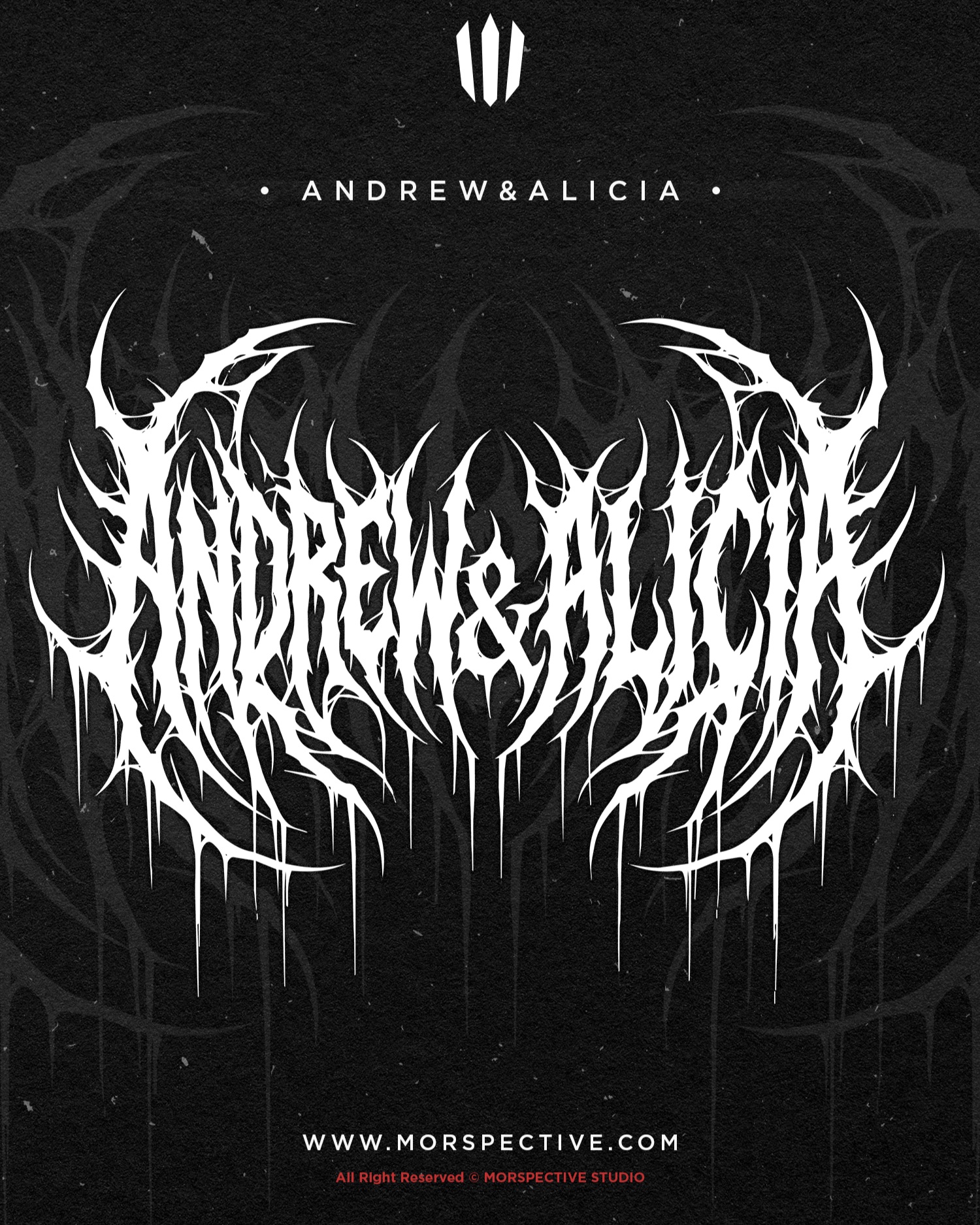 🔥- ANDREW & ALICIA - Custom Logo
Crafted by #Morspective
-Exclusive Logo Design.
-Text & color can request.
-PNG 600 DPI.
-Vector AI and EPS files.
-Another files can request.
Licensed :
-Full Copyright
-Commercial License.
Need Custom Design or Logo?,
Contact me at :
Morspective@gmail.com
Need More Dark Design? visit :
www.morspective.com
#metalfont #deathmetallogo #darkart #horrorart #blackmetalfont #customdesign #deathmetalfont #clothingdesign #darklogo #darklettering